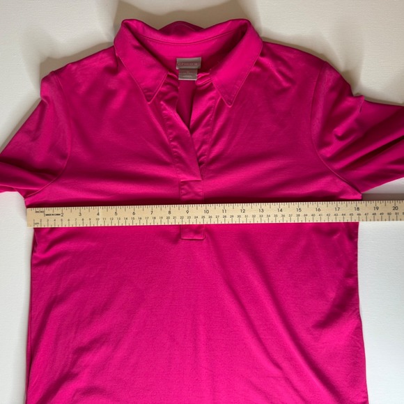 Chico's Womens Pink Polo Top Size 0 (Small) Collared 3/4 Sleeve Casual Comfort - Picture 10 of 11